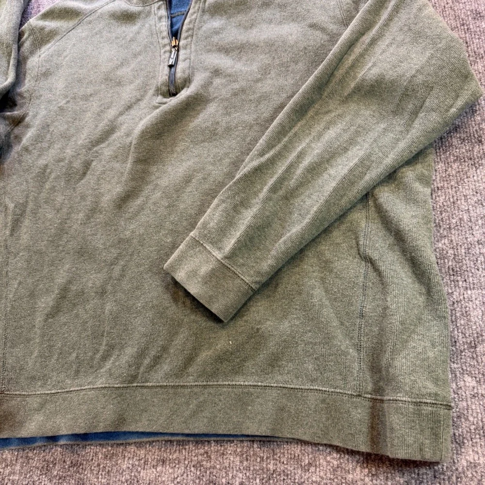 Tommy Bahama Mens Reversible Quarter Zip Pullover Green Blue Sweatshirt XL